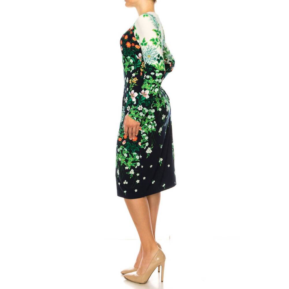 NEW MAGGY LONDON long sleeve floral sheath dress in white green - Picture 2 of 4